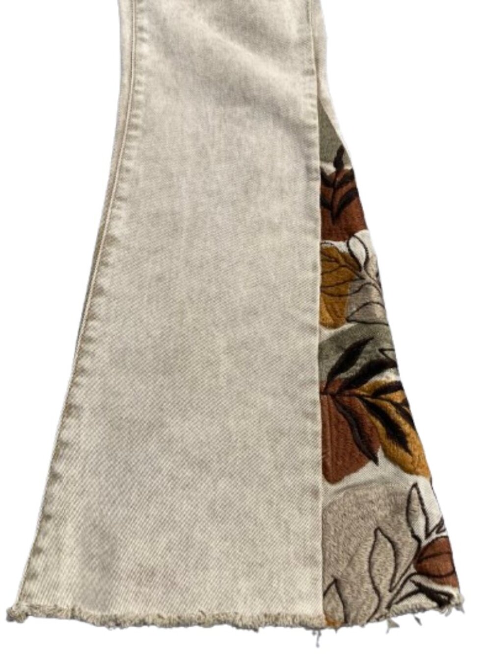 Driftwood / Free People SALE! Tan Jeans Farrah Embroidered Flare Mid-Rise 28x29" - Picture 7 of 14